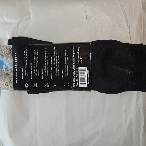 Heights Merino wool Men's crew socks  size 10-13  Black  wool/cotton/Polyester - Picture 2 of 11